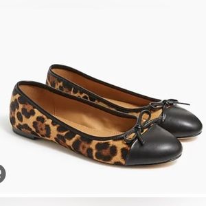 J CREW Leopard Calf Hair Captoe Ballet Flats Size 9.5 $118